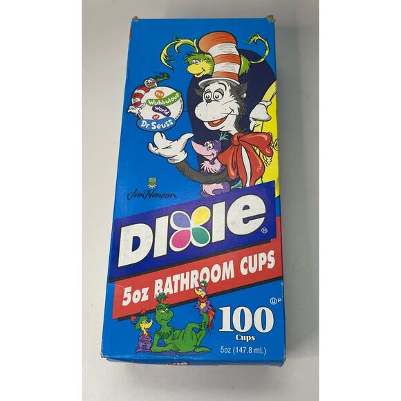 Vintage Dixie Dr. Suess Bathroom Refill 5 Oz, 100 Cups 1997 Comic Book Artist - Picture 2 of 7